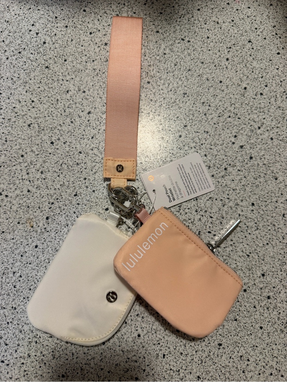 lululemon athletica Blush Pink and Ivory Wristlet Key Pouch Set